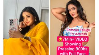 Famous Telugu TV Actress Nude Tango Live Pressing Big Tits with Full Face