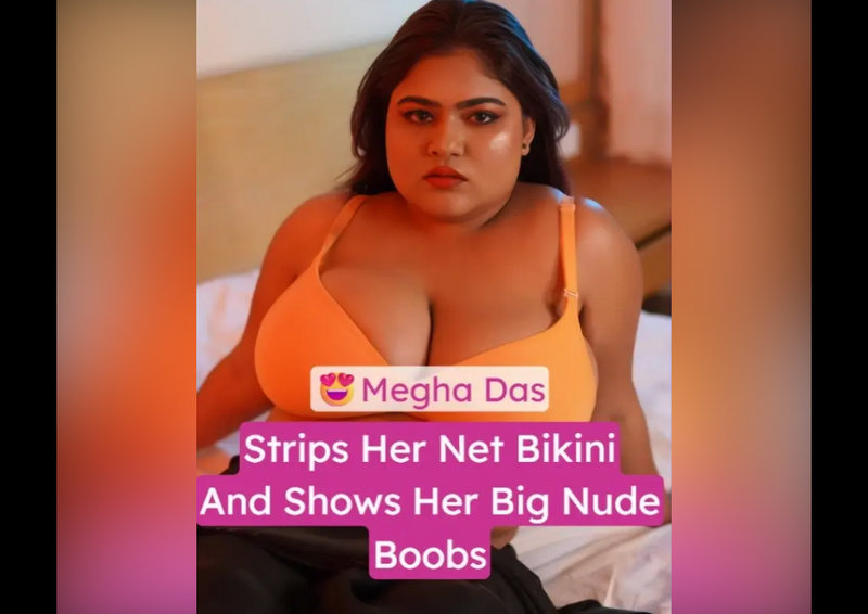 Megha Das Naked XXX Strips Black Net Bikini and Kissing Her Big Boobs