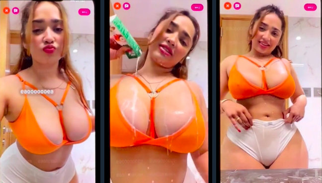 ADITI MISTRY Latest Leaked Banana Blowjob, Pouring Lassi on her Juicy Big Tits & Wet Pussy Saying “Oops Dikh rha hai guys” On Live