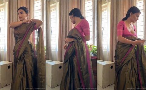 Resminair nude xxx leaked striping saree & teasing hot body